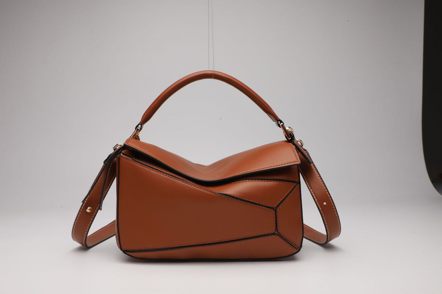 Le Cartable Geométrica – Cuir Cognac